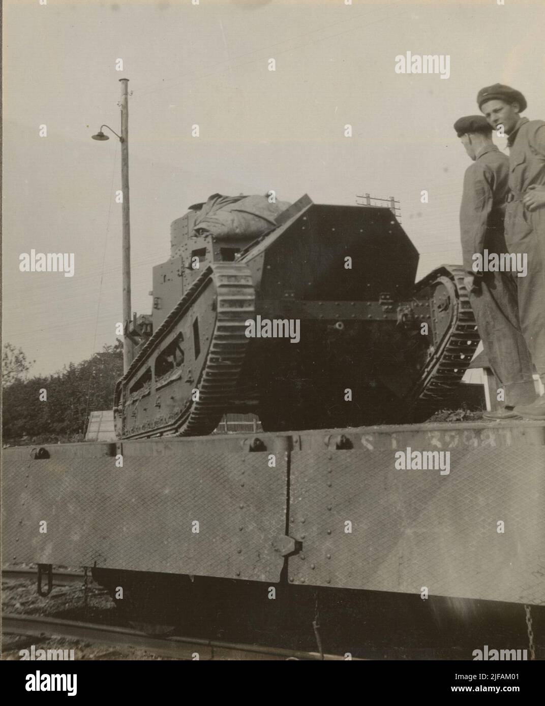 Loading of tanks m/1921 (or m/1921-1929) on train before transport to ...