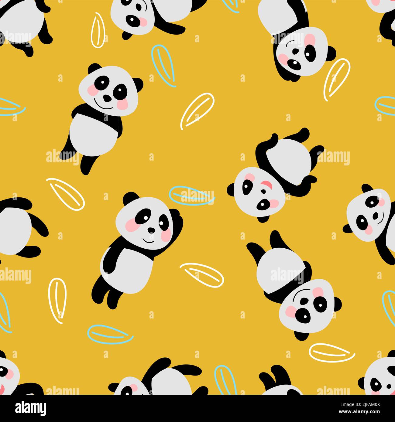 seamless pattern of panda in cute cartoon version,vector illustration