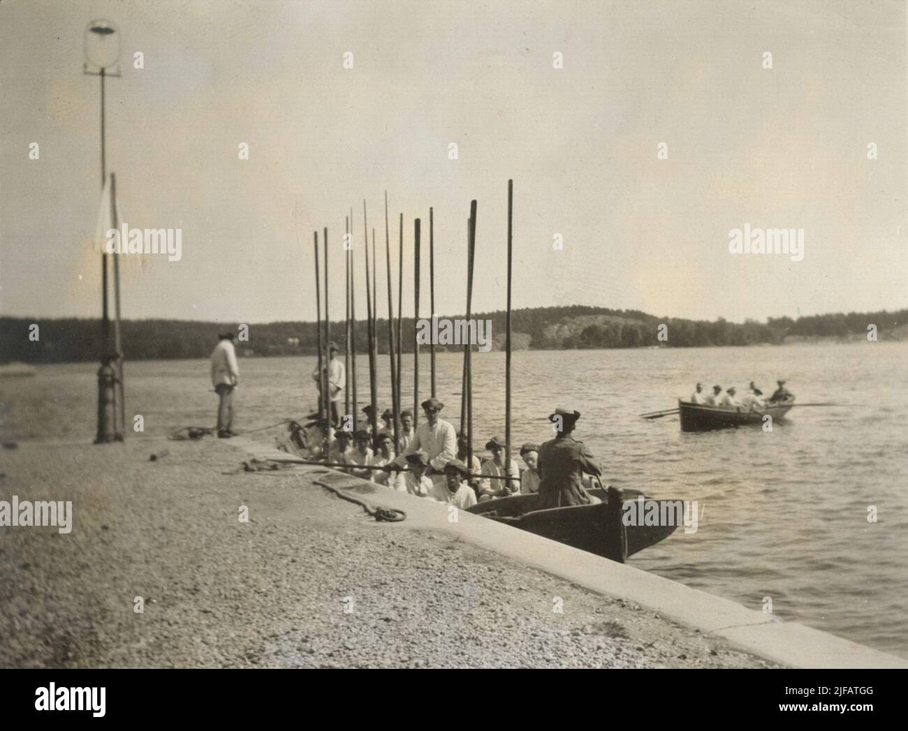 Early Human Rowing Raft Display of historical rowing boat hi-res stock photography and images ...