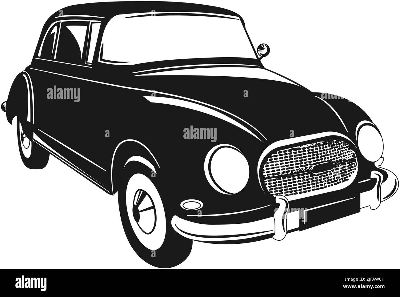 50s vintage car isolated on white Vector illustration Stock Vector