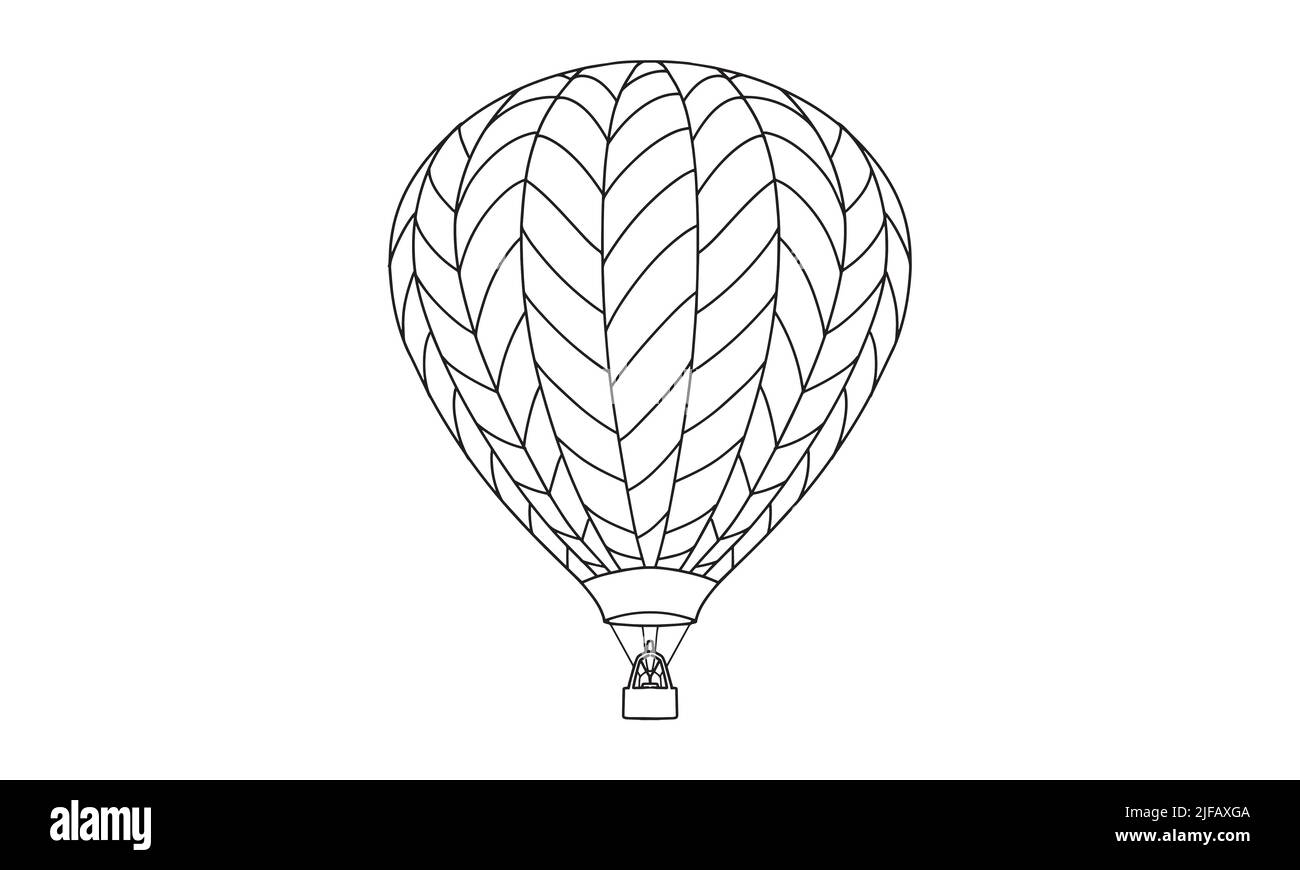 Hot air gas balloon sketch line art illustration Stock Vector