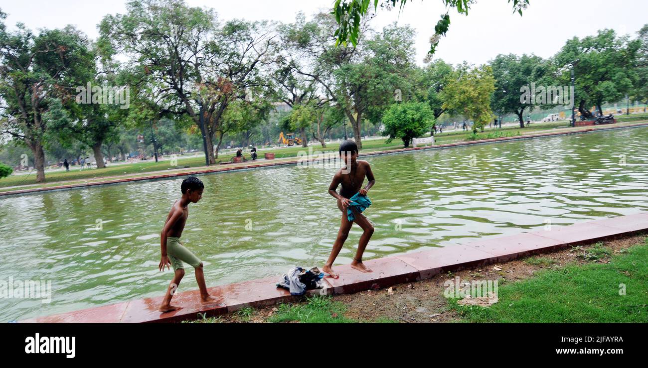 New Delhi, New Delhi, India. 1st July, 2022. Children having fun in the ...