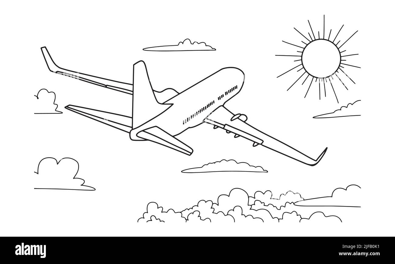 Aeroplane sketch step by step drawing tutorial for kids preschool theme  3615437 Vector Art at Vecteezy