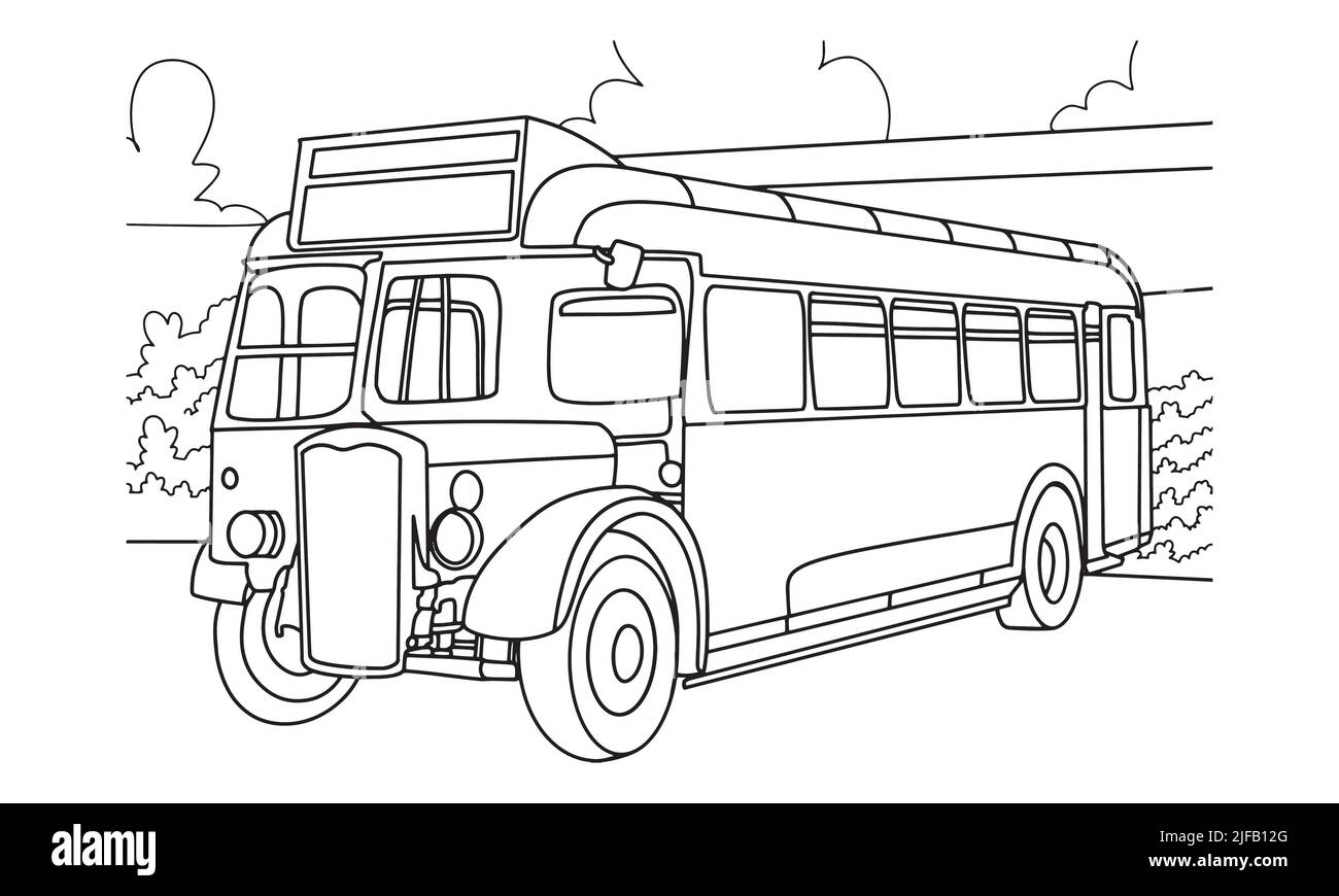 Bus illustration in hand drawing. Stock Vector