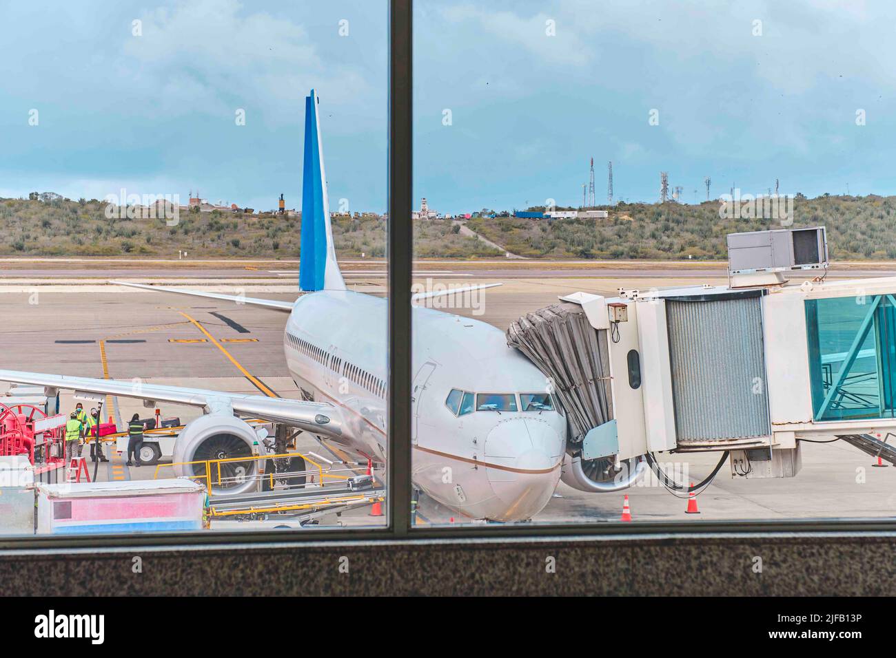 Jetway waiting for a plane to arrive on airport.airport terminal ...