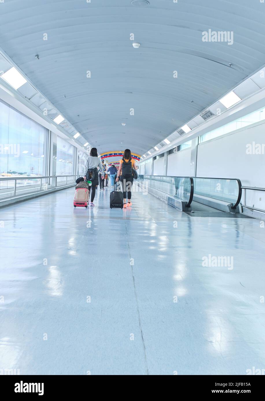 Passengers arriving at the Airport International Simon Bolivar, Venezuela. Stock Photo