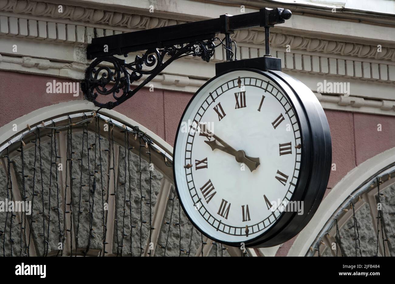Kiev, Ukraine June 10, 2021 Big clock on a city building in the city