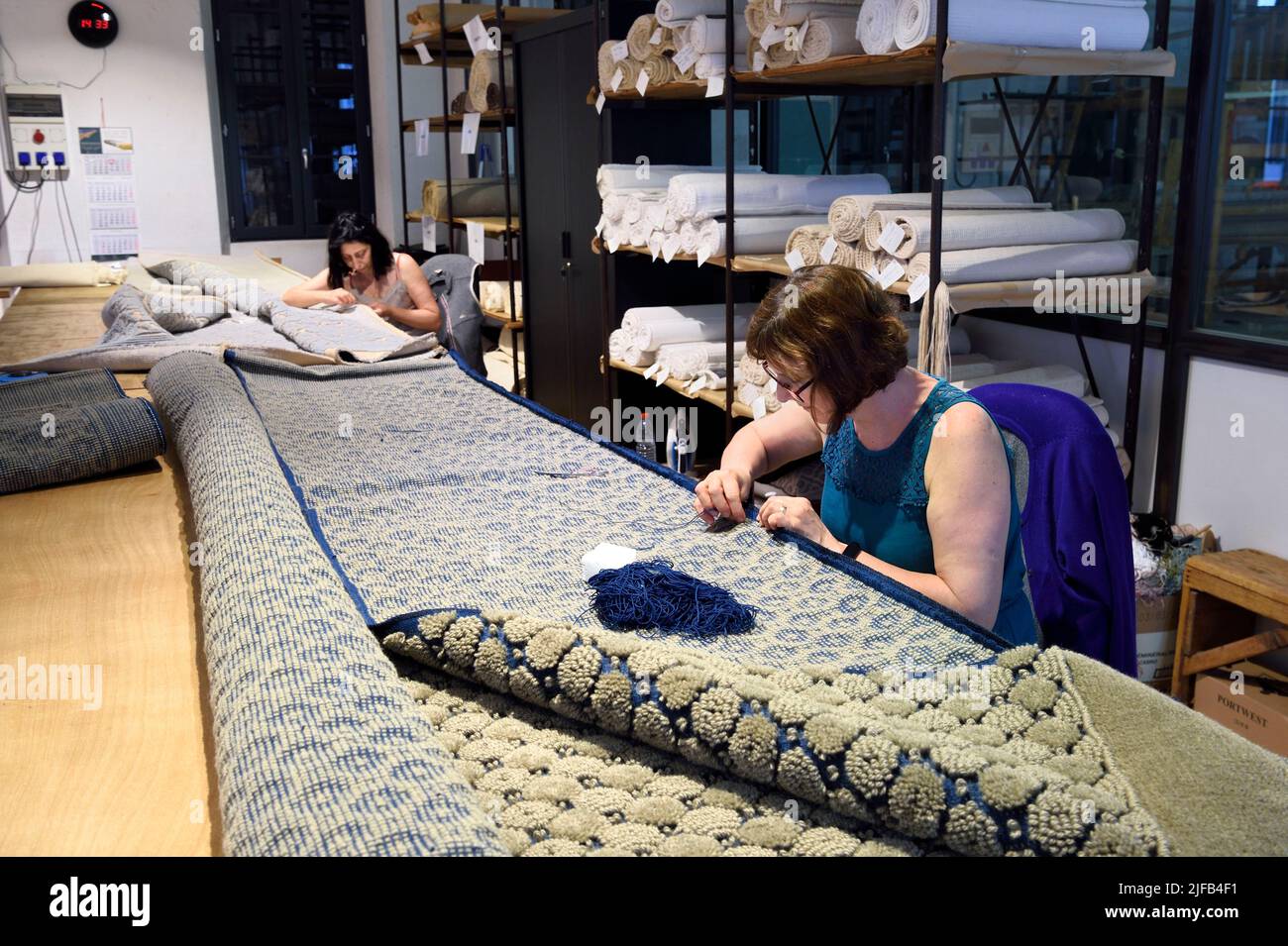 France, Var, Presqu'ile de Saint Tropez, Cogolin, the Manufacture Cogolin  has been manufacturing rugs since 1924, each strip is individually woven  and assembled to the others by hand Stock Photo - Alamy