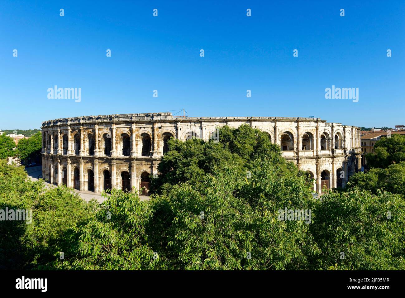 France, Gard, Nimes, Place des Arenes, The Arenas Stock Photo