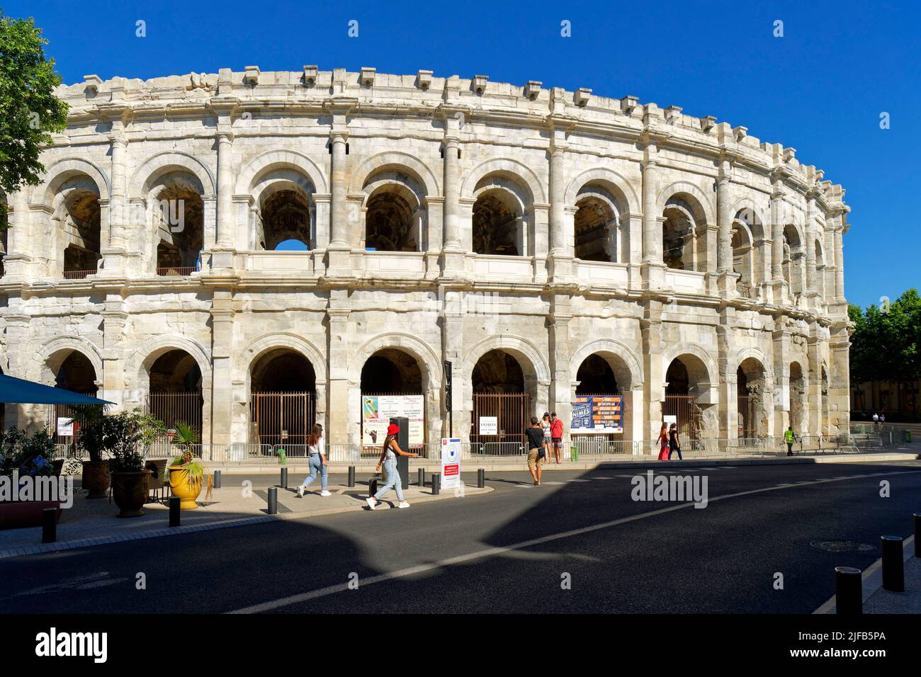 France, Gard, Nimes, Place des Arenes, The Arenas Stock Photo