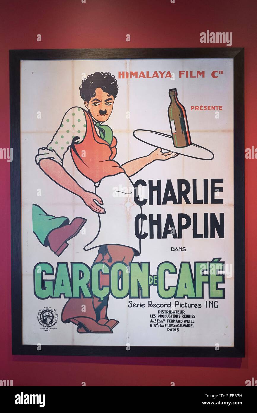 Switzerland, Canton of Vaud, Corsier sur Vevey, Chaplin's World Museum, hollywood studio, Coffee waiter movie poster Stock Photo