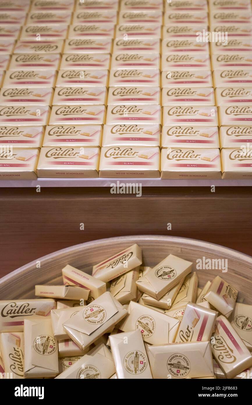 Switzerland, Canton of Friborg, Broc, Cailler chocolate factory founded in 1819 by François Louis Cailler Stock Photo