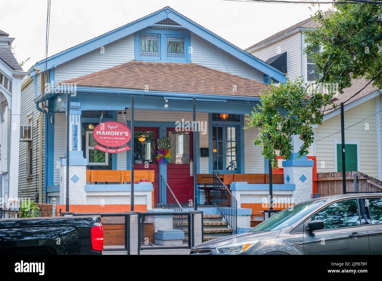 NEW ORLEANS, LA, USA - JUNE 22, 2022: Popular Mahony's Po-boys and Seafood Restaurant on Magazine Street Stock Photo
