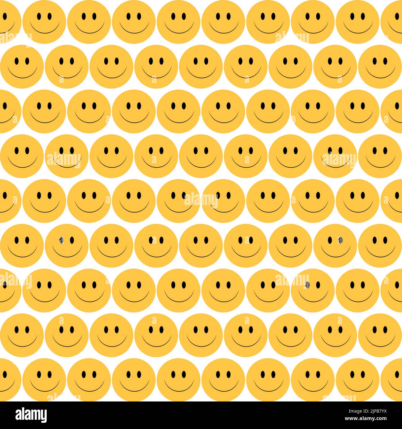 Yellow Smiley Face Seamless Vector Pattern. Stock Vector