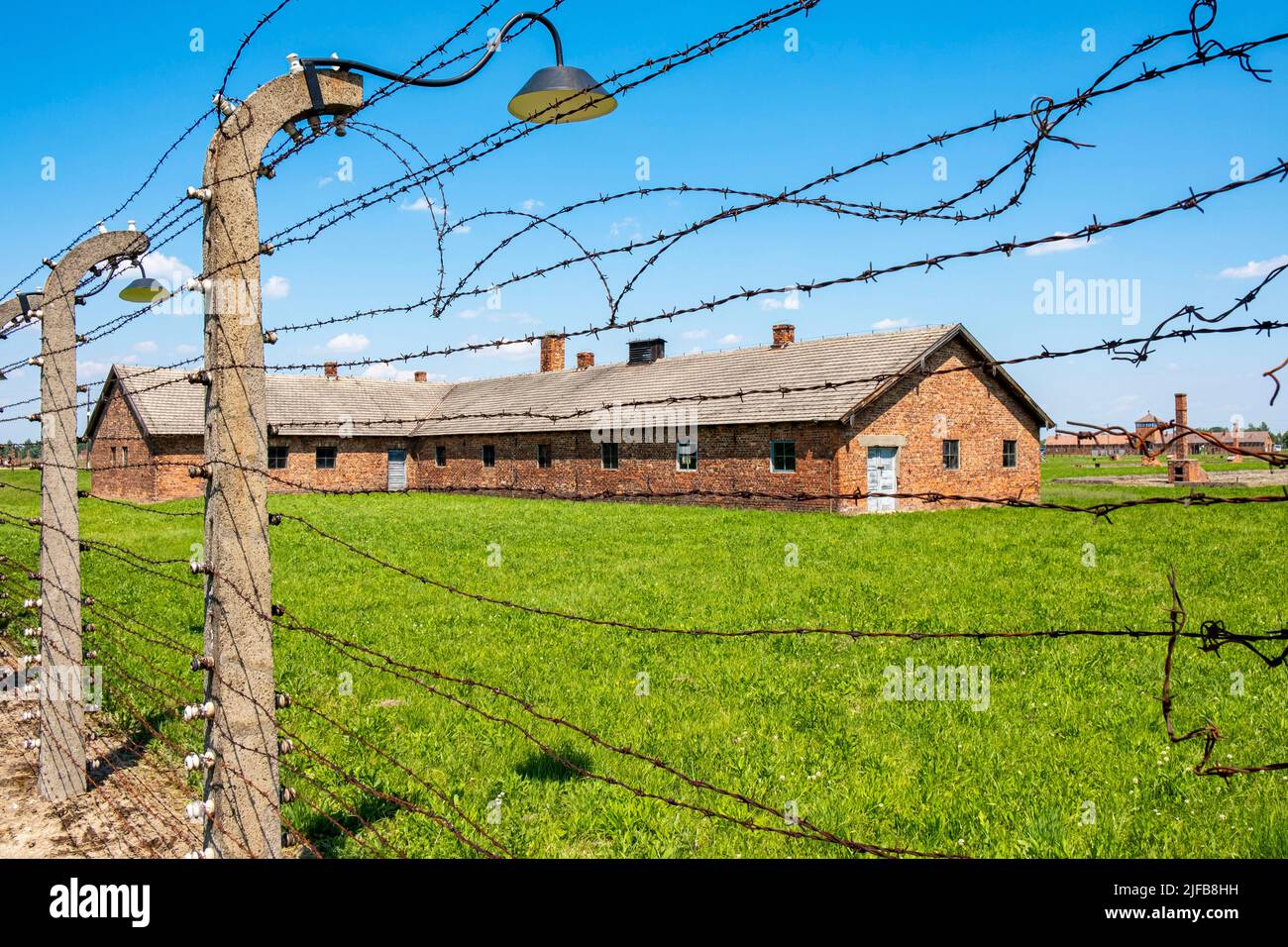 Poland, Silesia region, Oswiecim, listed as World Heritage by UNESCO, Birkenau extermination camp (Auschwitz II), ruins of barracks Stock Photo