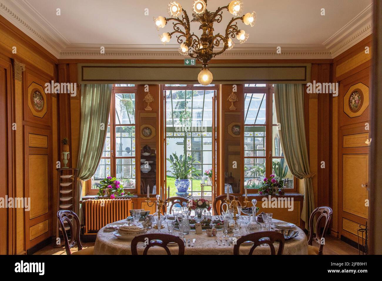 France, Nord, Lille, Charles de Gaulle birthplace, transformed into a museum and located in Old Lille, dining room Stock Photo