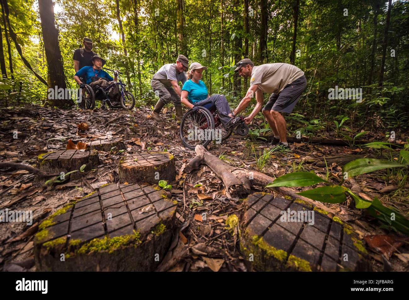 France, French Guiana, Amazonian Park, heart zone, Saül, The project Amazonia for all opens hiking trails for the visually impaired, blind and disabled, Saül was the pilot village Stock Photo