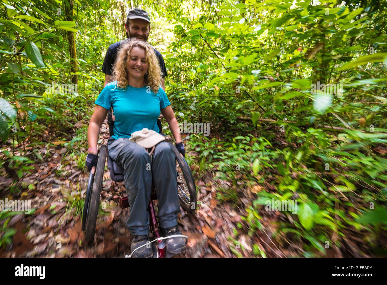 France, French Guiana, Amazonian Park, heart zone, Saül, The project Amazonia for all opens hiking trails for the visually impaired, blind and disabled, Saül was the pilot village Stock Photo