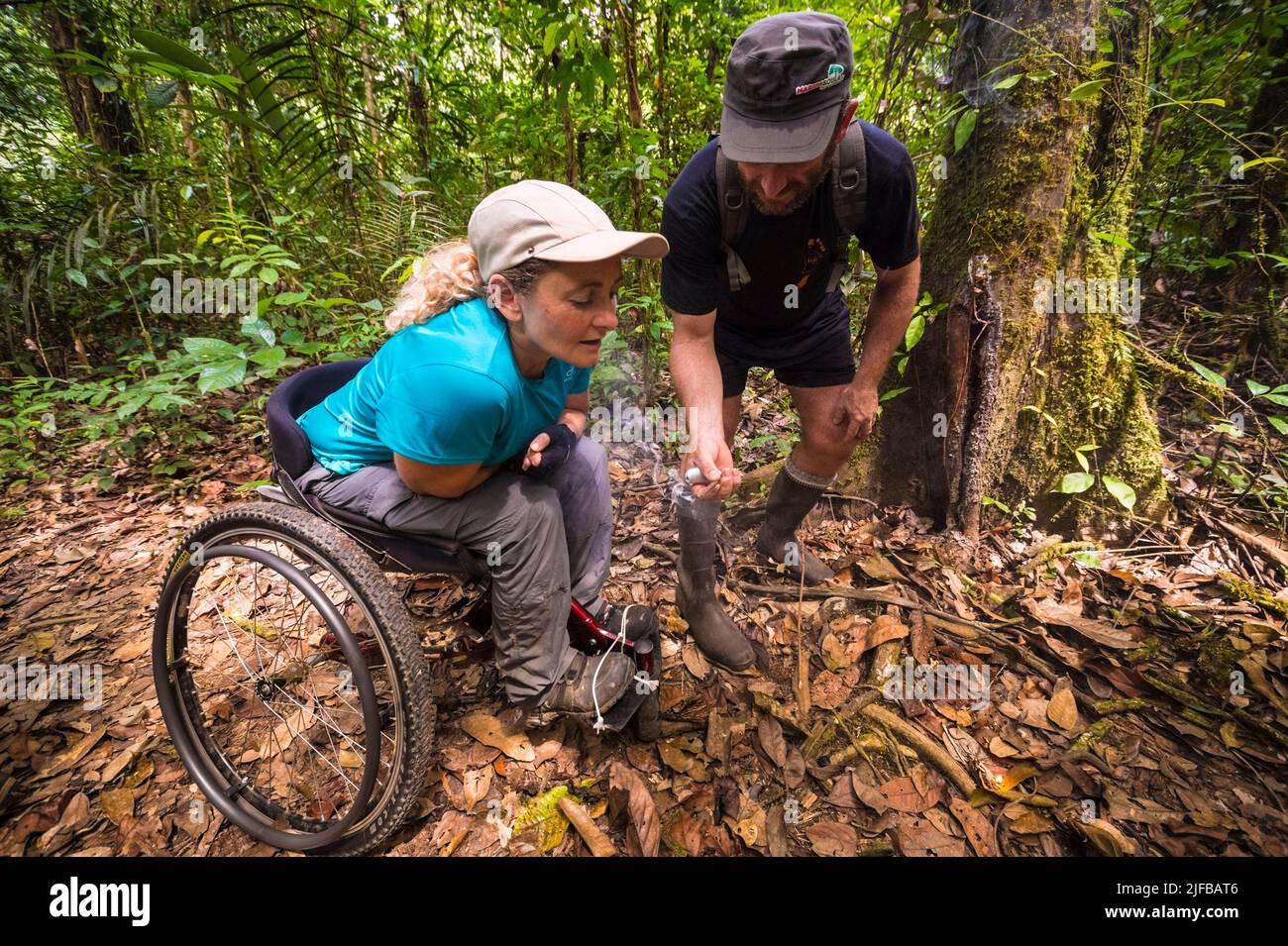 France, French Guiana, Amazonian Park, heart zone, Saül, The project Amazonia for all opens hiking trails for the visually impaired, blind and disabled, Saül was the pilot village Stock Photo