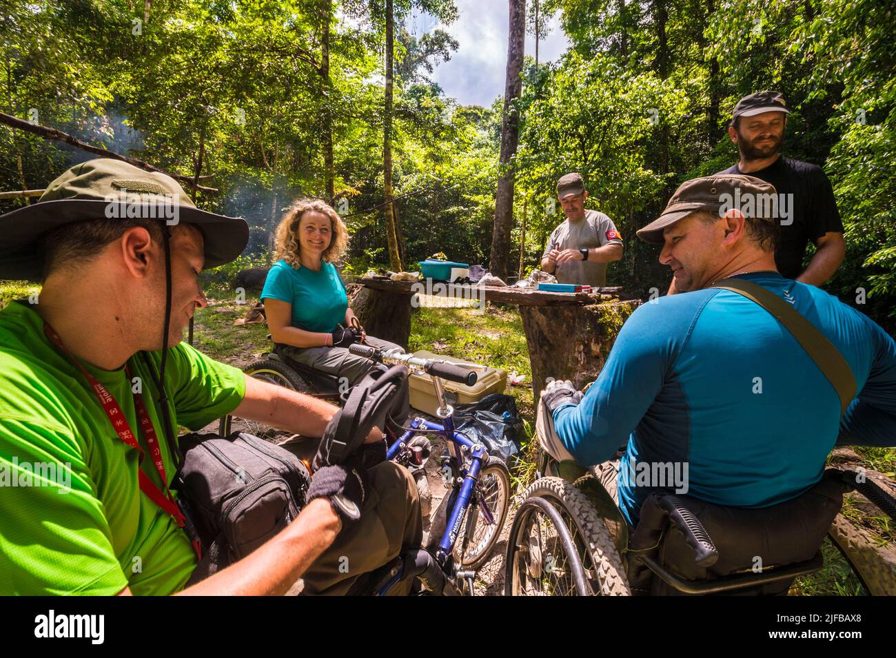 France, French Guiana, Amazonian Park, heart zone, Saül, The project Amazonia for all opens hiking trails for the visually impaired, blind and disabled, Saül was the pilot village Stock Photo