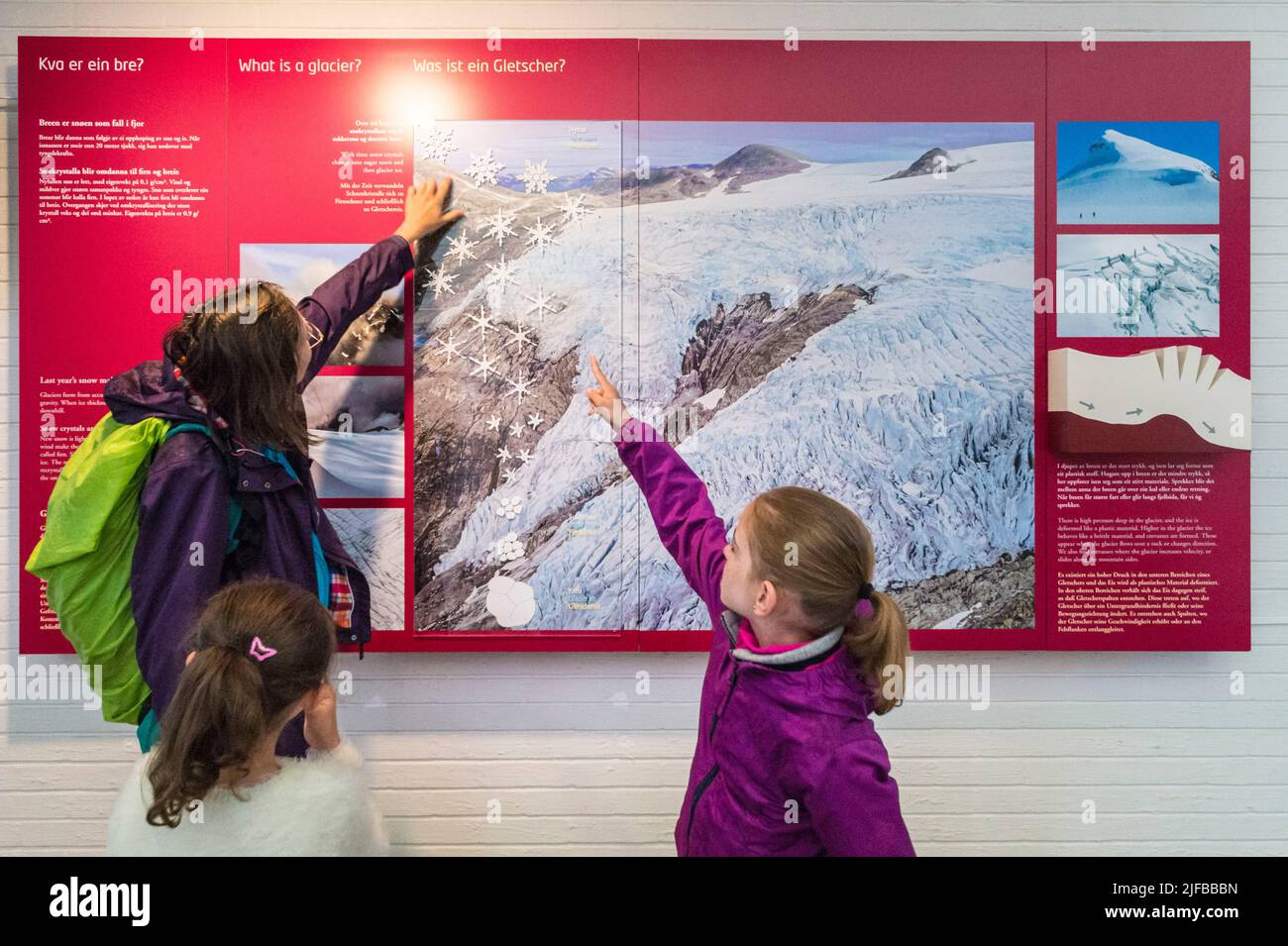 Norway, County of Sogn og Fjordane, Fjaerland, Jostevalsbreen National Park, Norwegian Glacier Museum Stock Photo