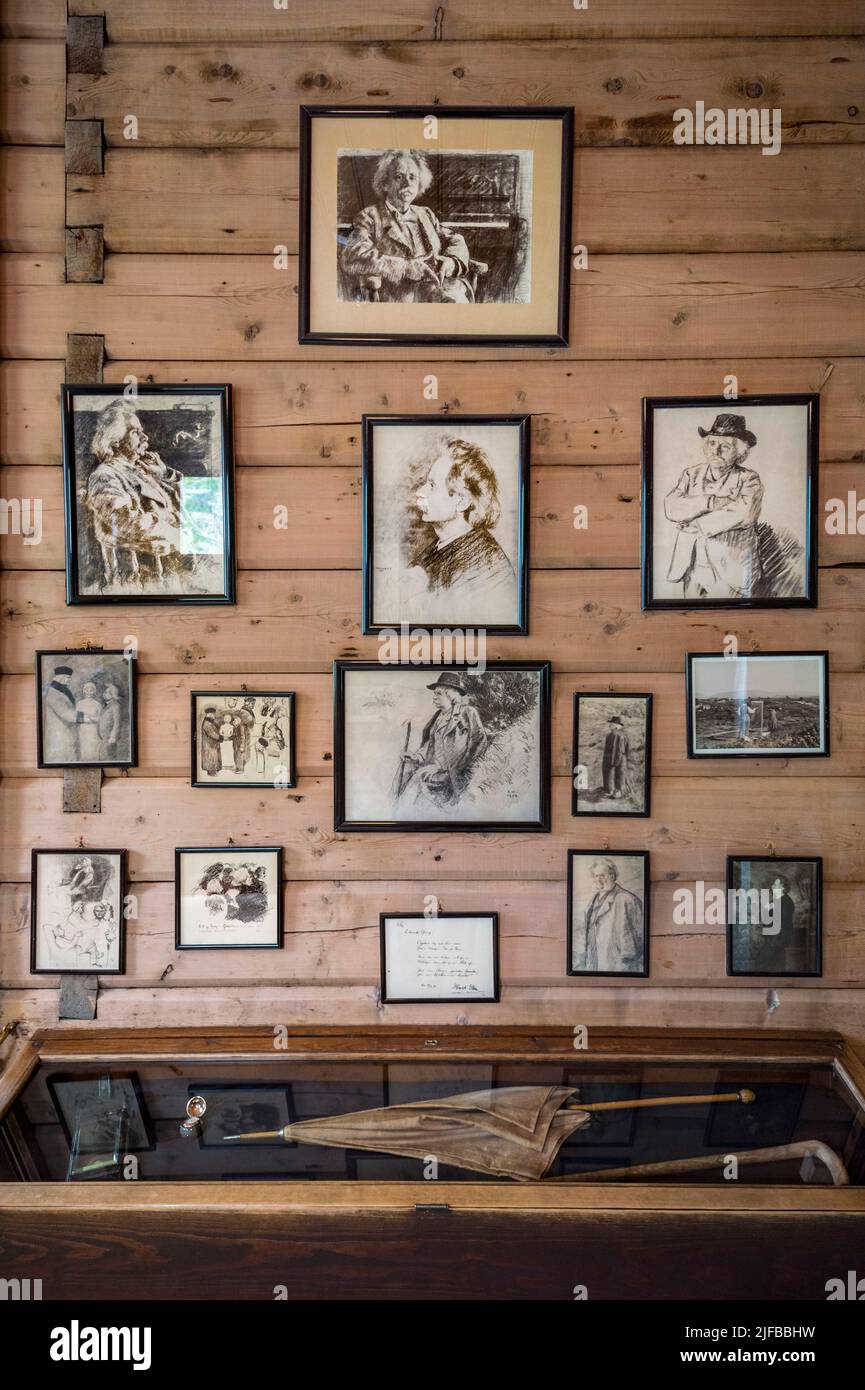 Norway, County of Hordaland, Bergen, in Troldhaugen, the home of the composer Edvard GRIEG (1843-1907), portraits of the composer Stock Photo