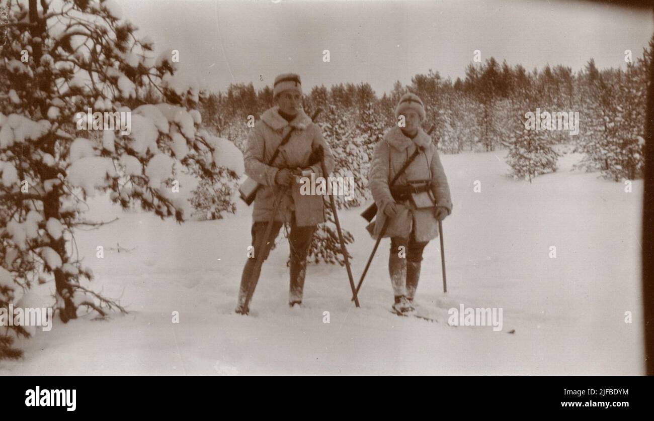 Sandström and Rhodin from Norrland's Dragon Regiment K 8 on skis in ...