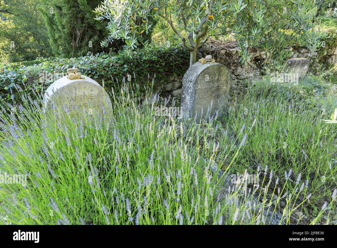 France, Alpes de Haute Provence, regional natural park of Luberon, Montjustin, cemetery, tomb of Henri Cartier Bresson photographer (1908 2004) Stock Photo