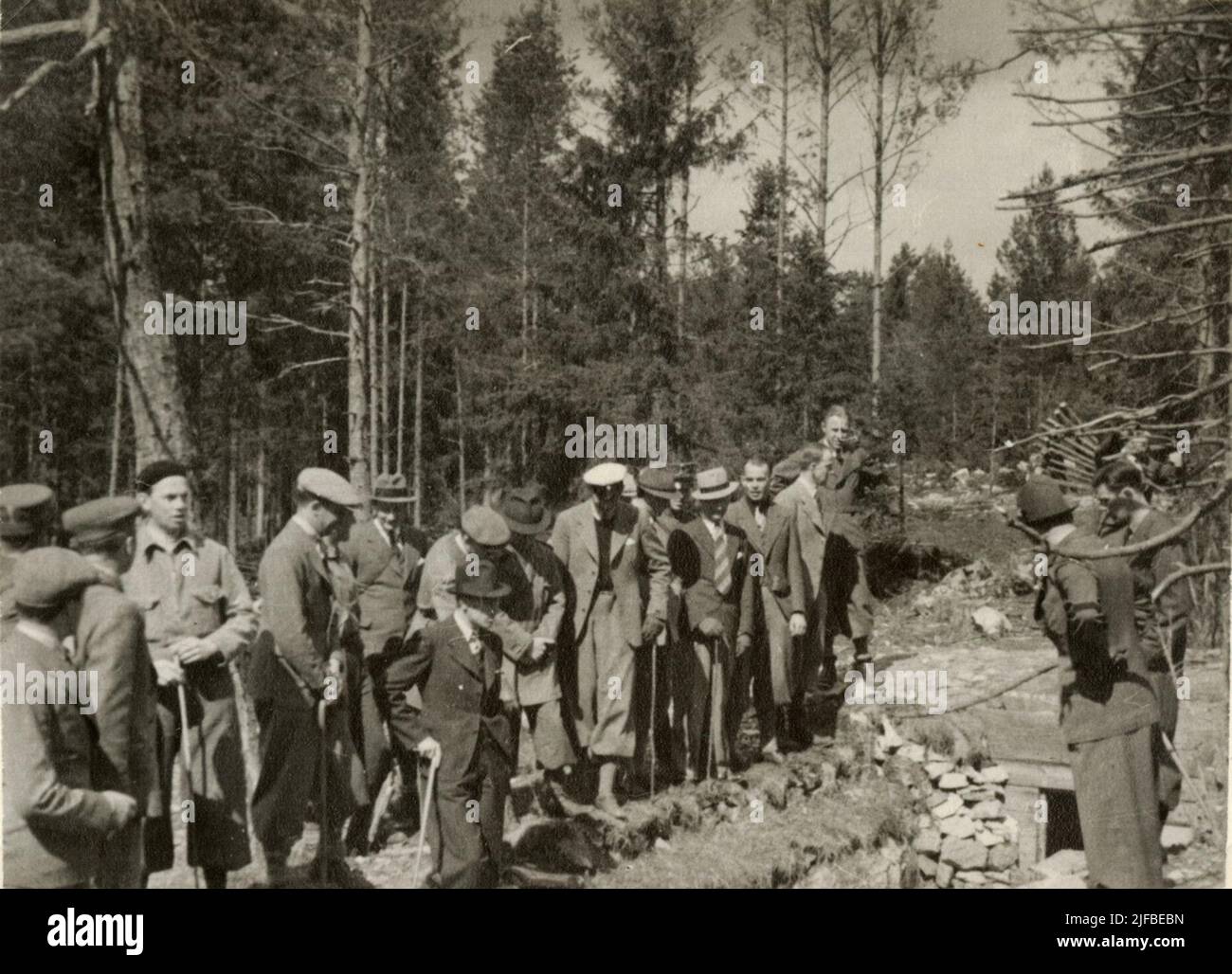 Excursion on Järvafältet 2.5.1938. Fortation Works made by I1 are viewed. Stock Photo