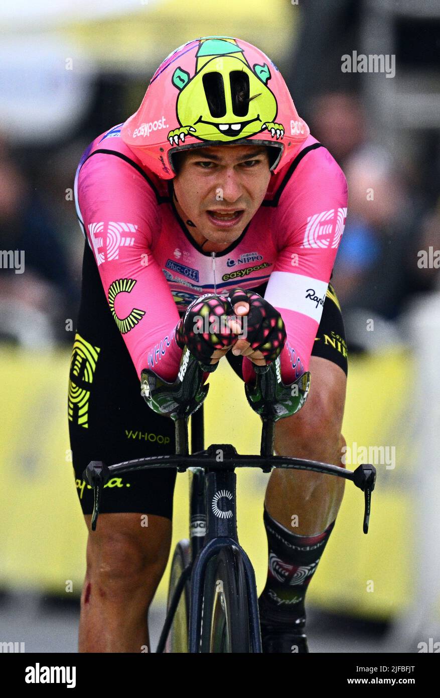 Swiss Stefan Bissegger of EF Education-EasyPost pictured in action ...