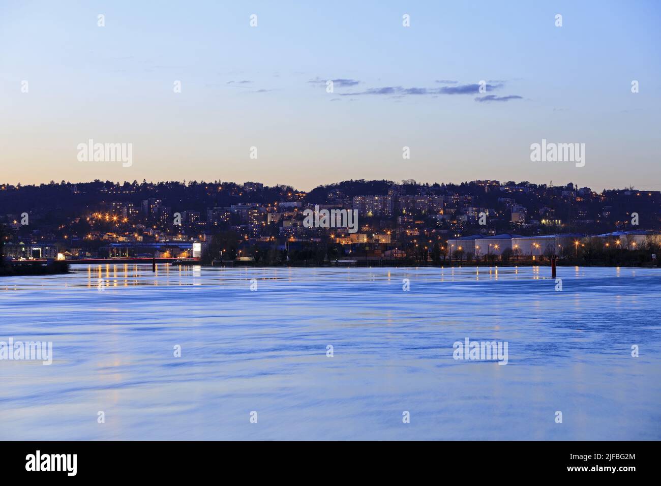 France, Rhone, Lyon, the Rhone in front of the port Edouard Herriot Stock Photo