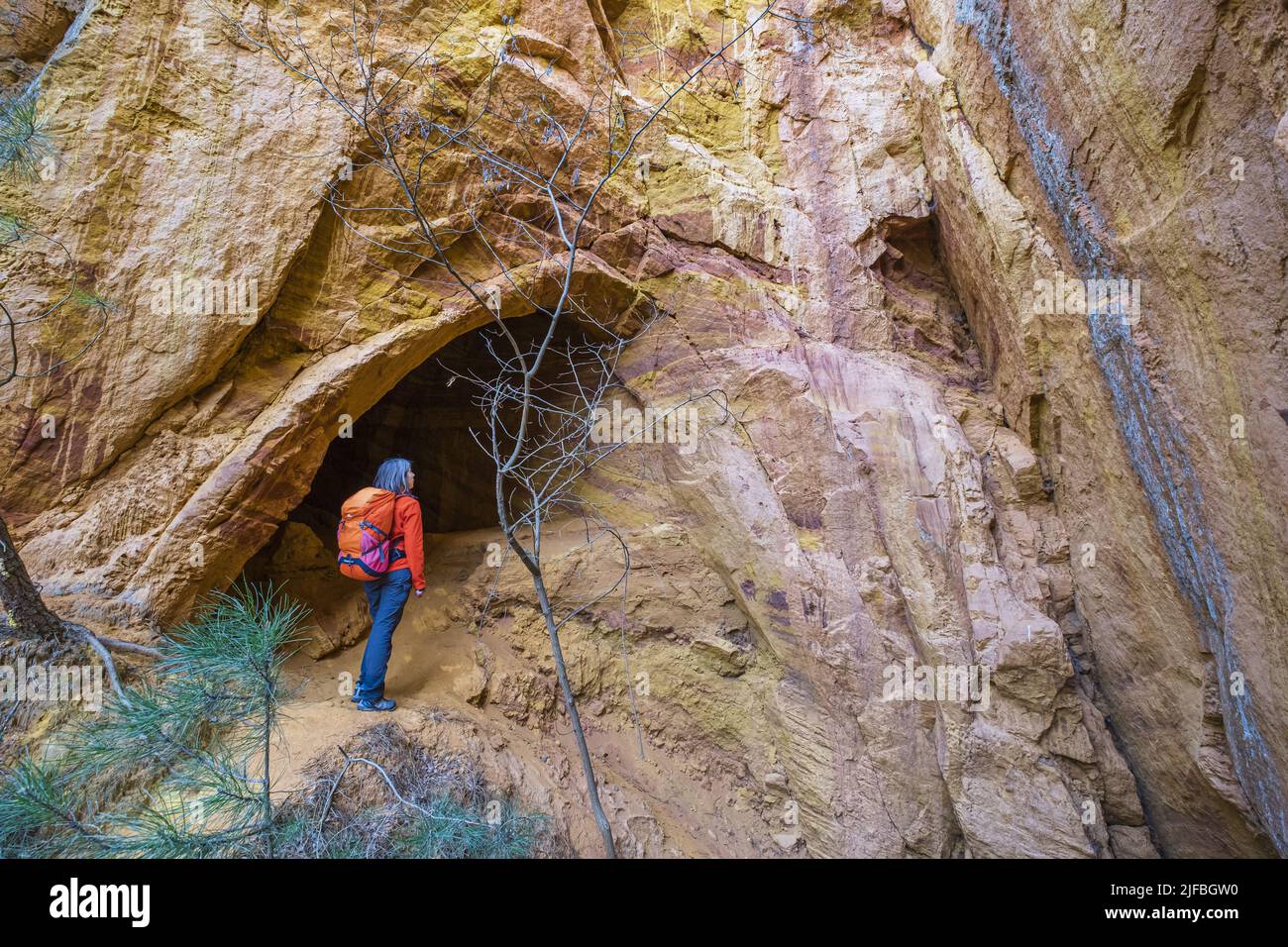 France, Vaucluse, Luberon regional nature park, Gargas, hike in a former ocher quarry Stock Photo