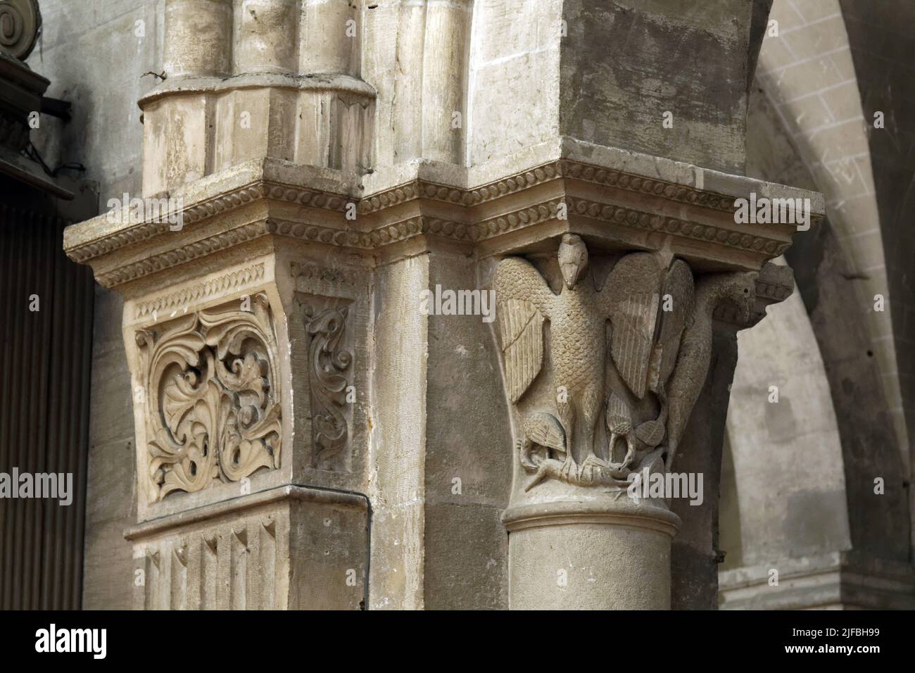 France, Saone et Loire, Chalon sur Saone, Saint Vincent Square, Saint Vincent Cathedral, capitals Stock Photo