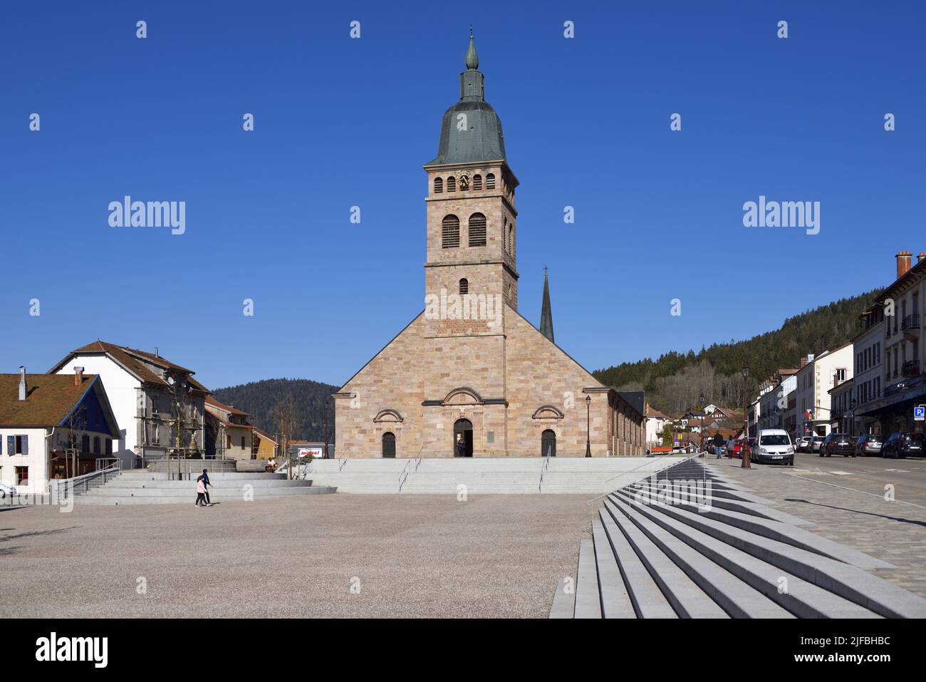 France, Vosges, Gérardmer, The church of St Bartholomew Stock Photo