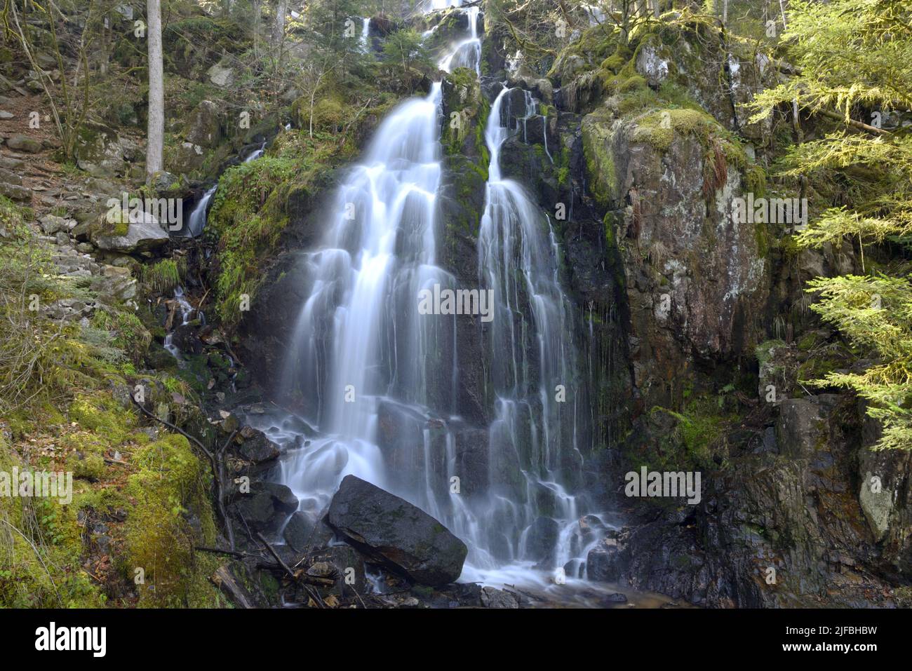 France, Vosges, Tendon, site of the Cascades of Tendon, the great Cascade of Tendon Stock Photo