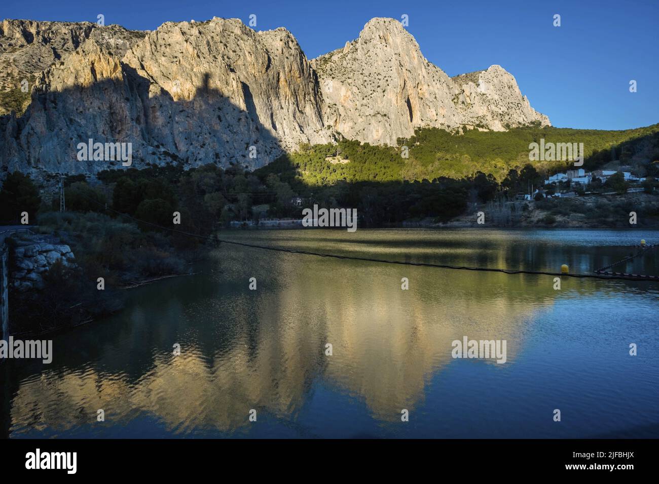 Spain, Andalousia, Malaga, El Chorro, Gaitanejo canyon, vertigo trail of Caminito del Rey, Guadalhorce lake Stock Photo
