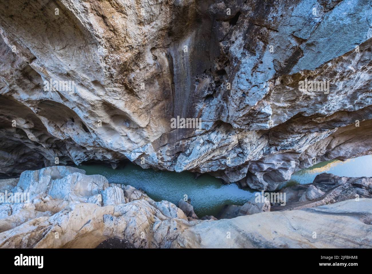 Spain, Andalousia, Malaga, El Chorro, Gaitanejo canyon, vertigo trail of Caminito del Rey Stock Photo