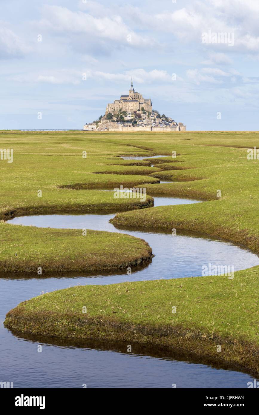 France, Manche, Mont Saint Michel Bay listed as World Heritage by UNESCO, Abbey of Mont Saint