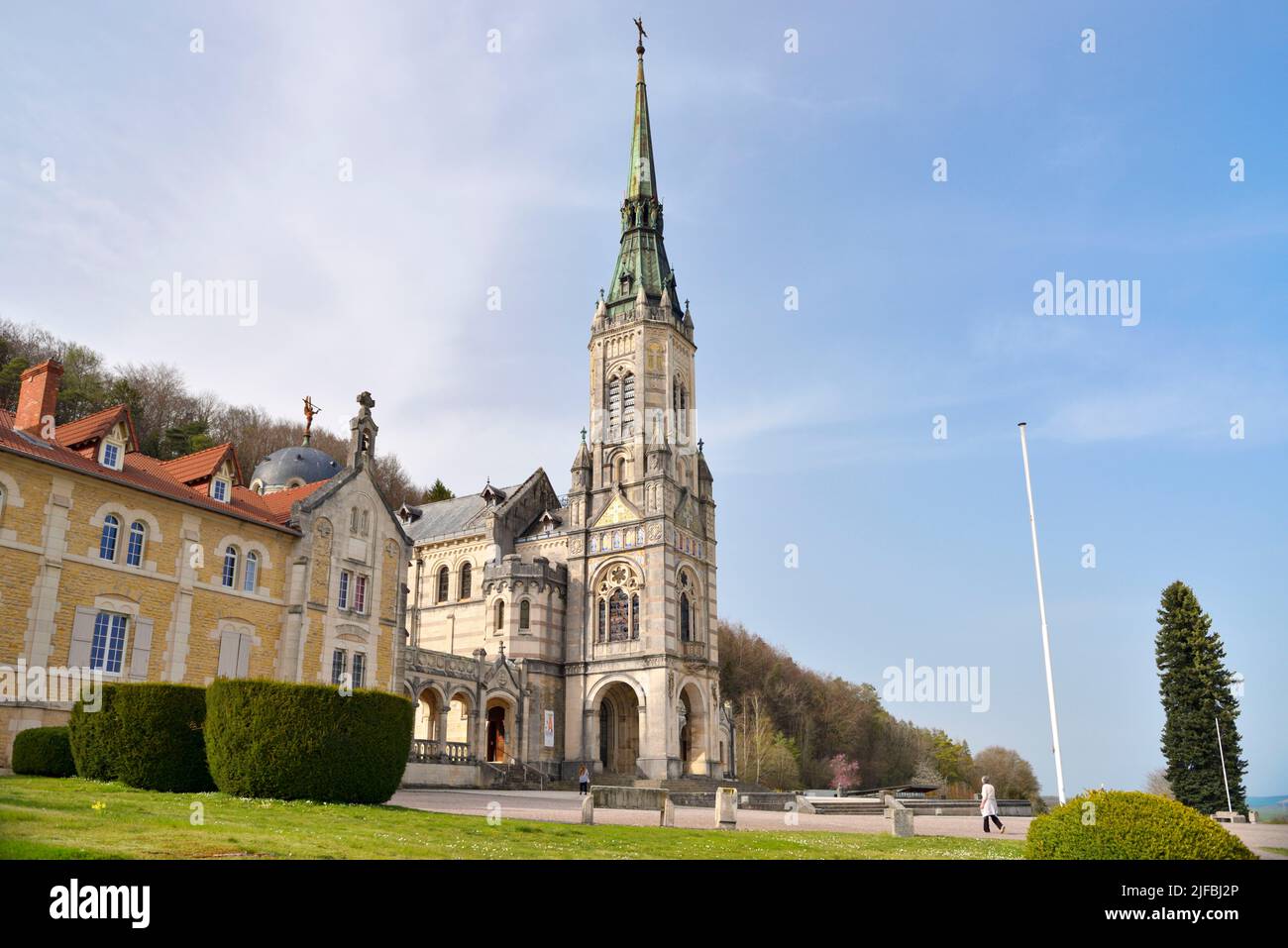 France, Vosges, Domremy la Pucelle, Bois Chenu basilica, basilica built in 1881 and dedicated to Joan of Arc Stock Photo