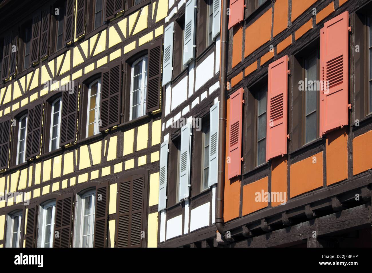 France, Bas Rhin, Strasbourg, old town listed as World Heritage by UNESCO, Petite France, half-timbered houses Stock Photo