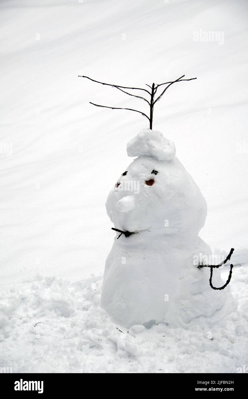 France, Territoire de Belfort, Belfort, snowman, winter Stock Photo