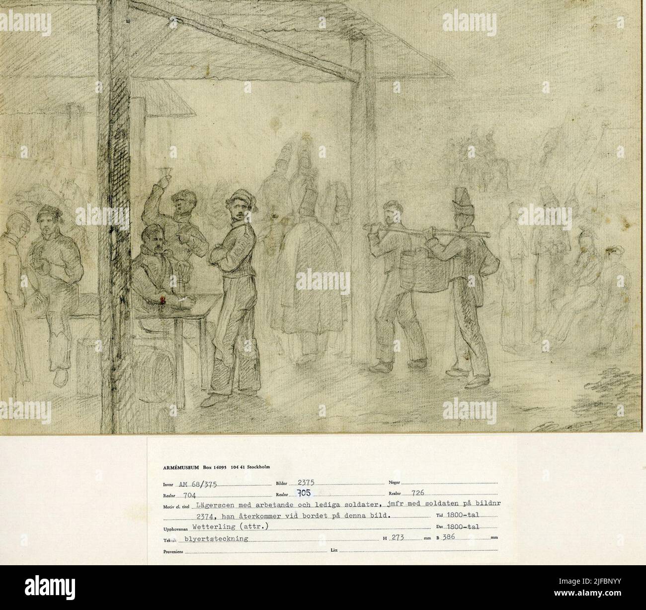 Pencil drawing Group M I.The drawing depicting Market Center, campsite ...