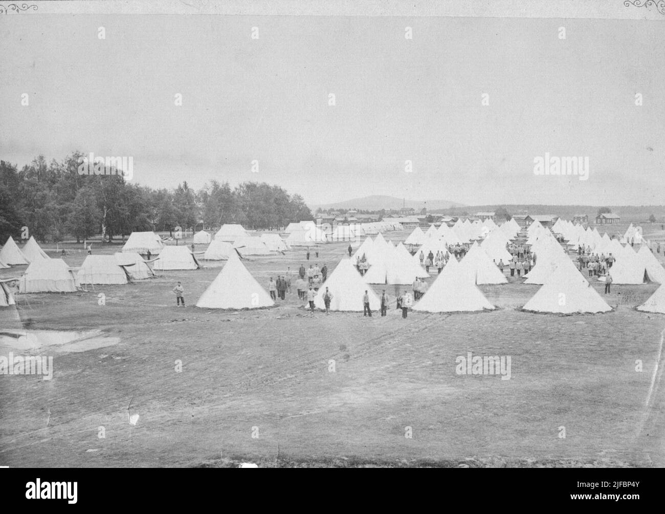 Dal Regiment's in 13, tent camp at Romehed during the regiment meeting in 1878. Dal Regiment's in 13, tent camp at Romehed during the regiment meeting in 1878. Stock Photo