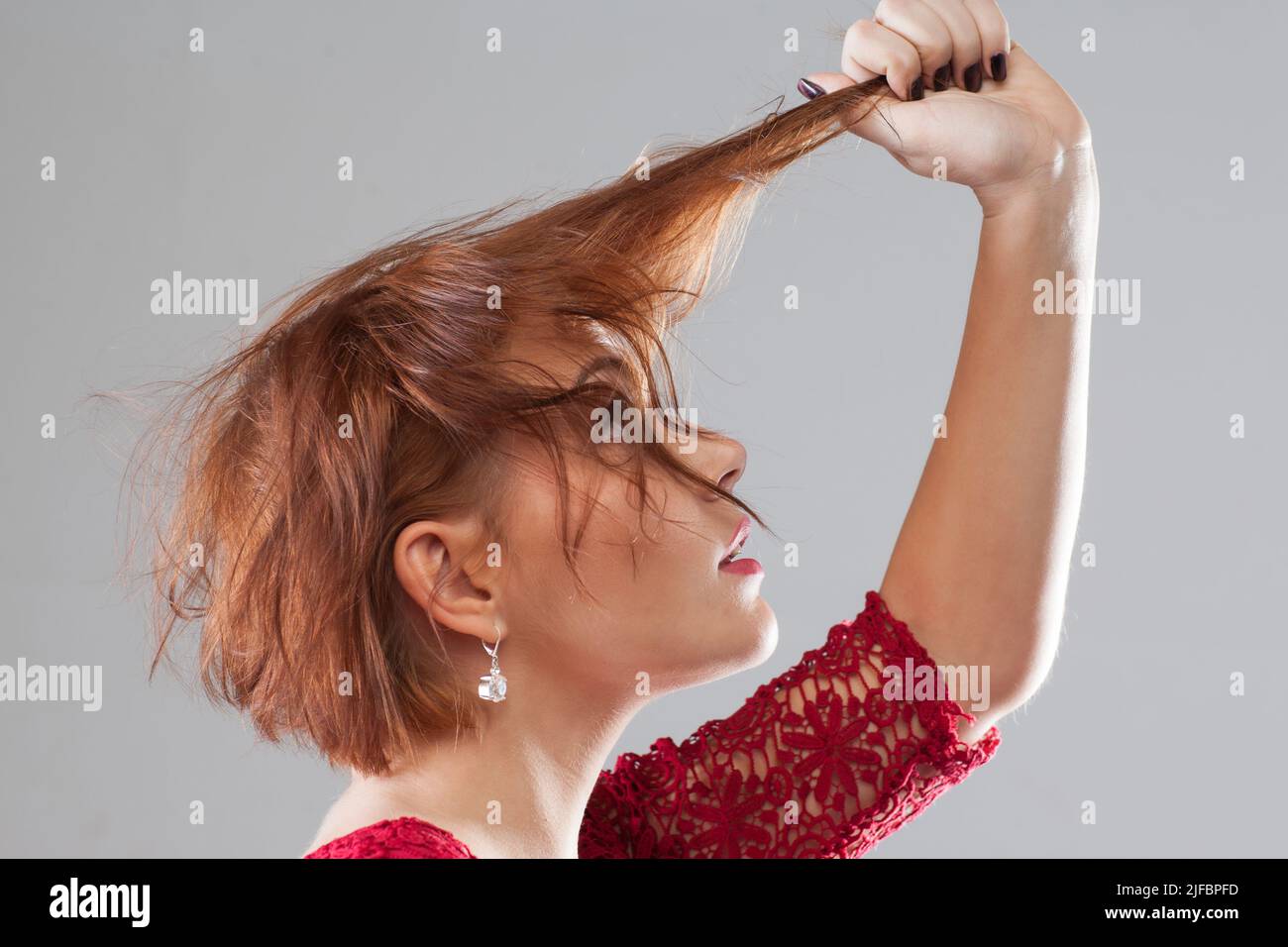 Bad day, hair loss . Hairstyle advertising Stock Photo