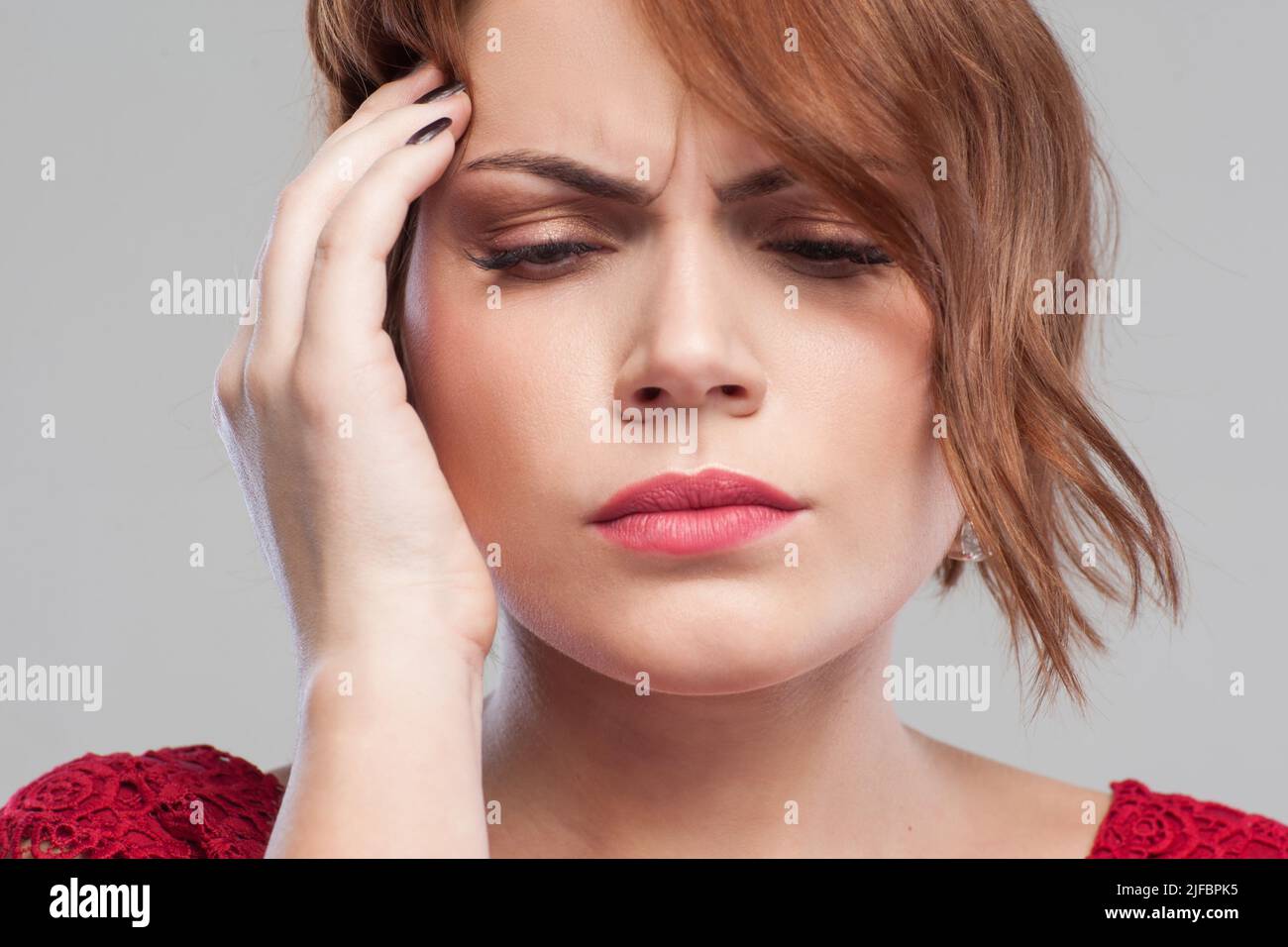 Female pain during periods. Hard day Stock Photo