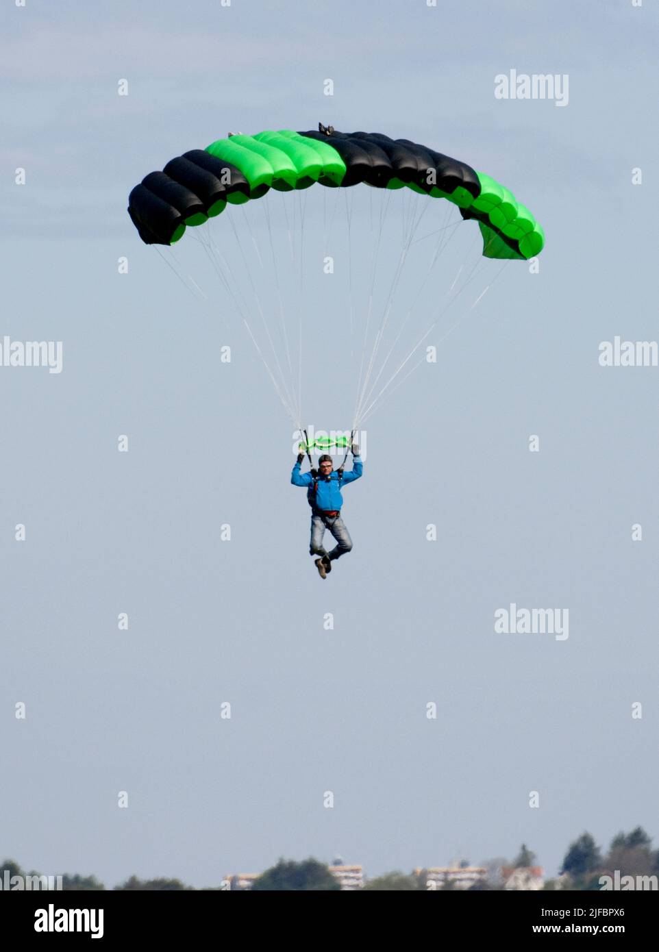 Colorful Hangglider at Sola Airshow, June 2007. Stock Photo