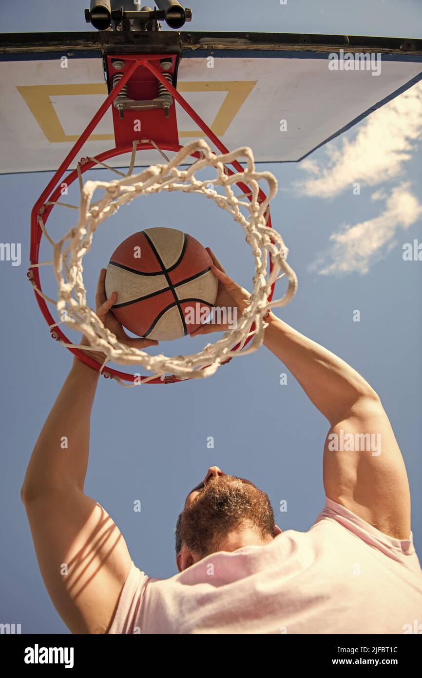 sport and hobby. dunk in basket. slam dunk in motion. summer activity