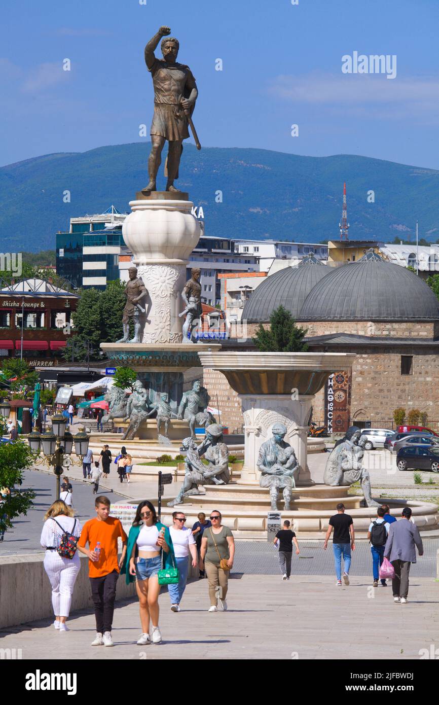 North Macedonia, Skopje, Philip II Monument, people Stock Photo - Alamy