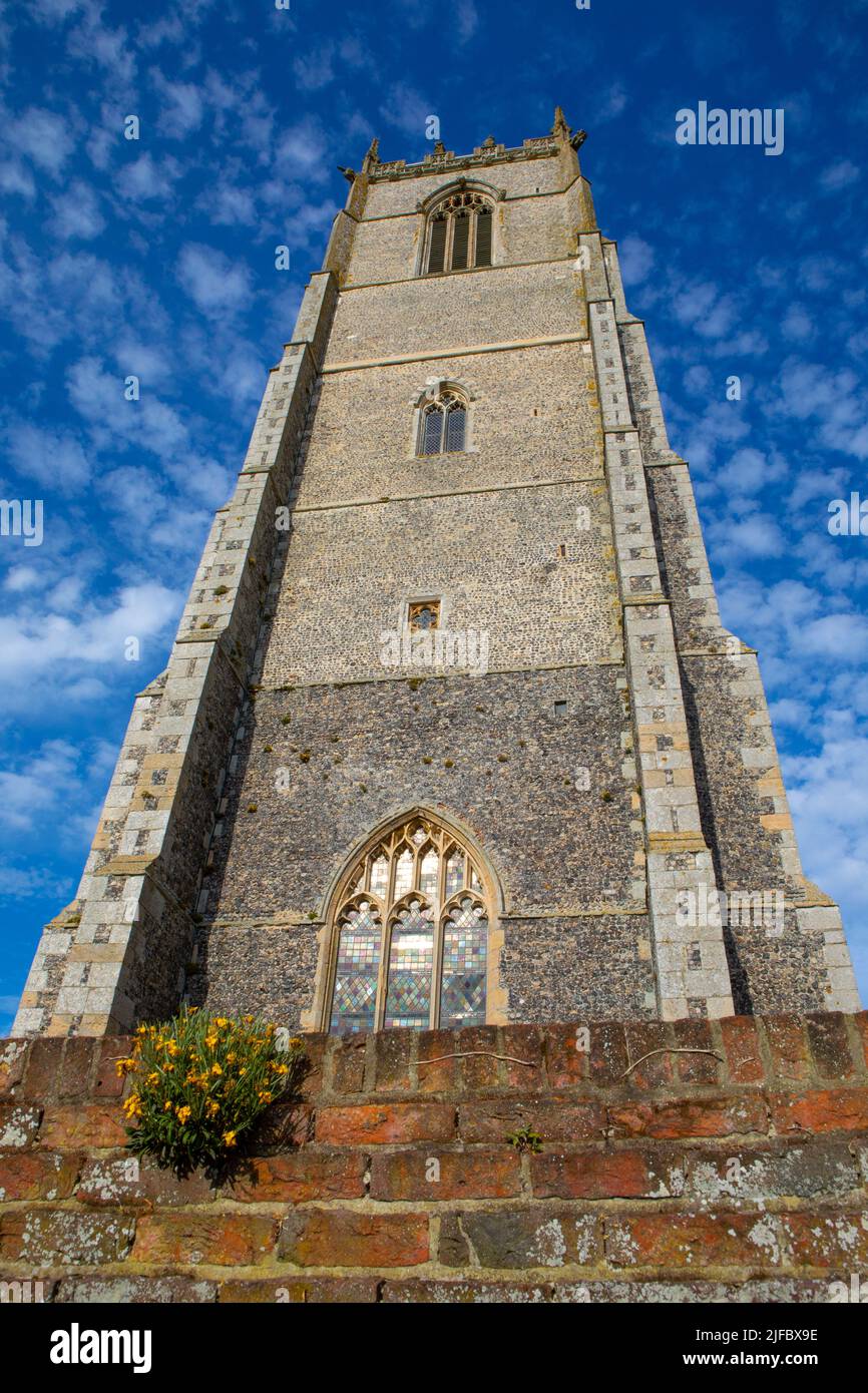 Winterton-on-Sea Parish Church, also known as Parish Church of the Holy Trinity and All Saints, in the coastal village of Winterton-on-Sea in Norfolk, Stock Photo