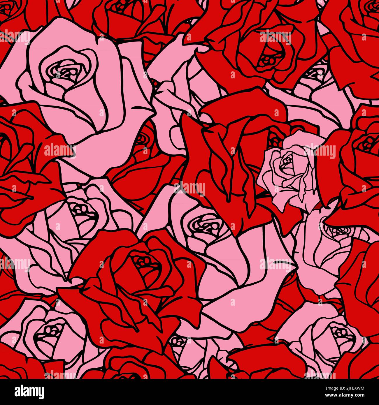Red Rosa Texture Pattern seamless pattern of large red and pink rose buds, texture, design Stock ...